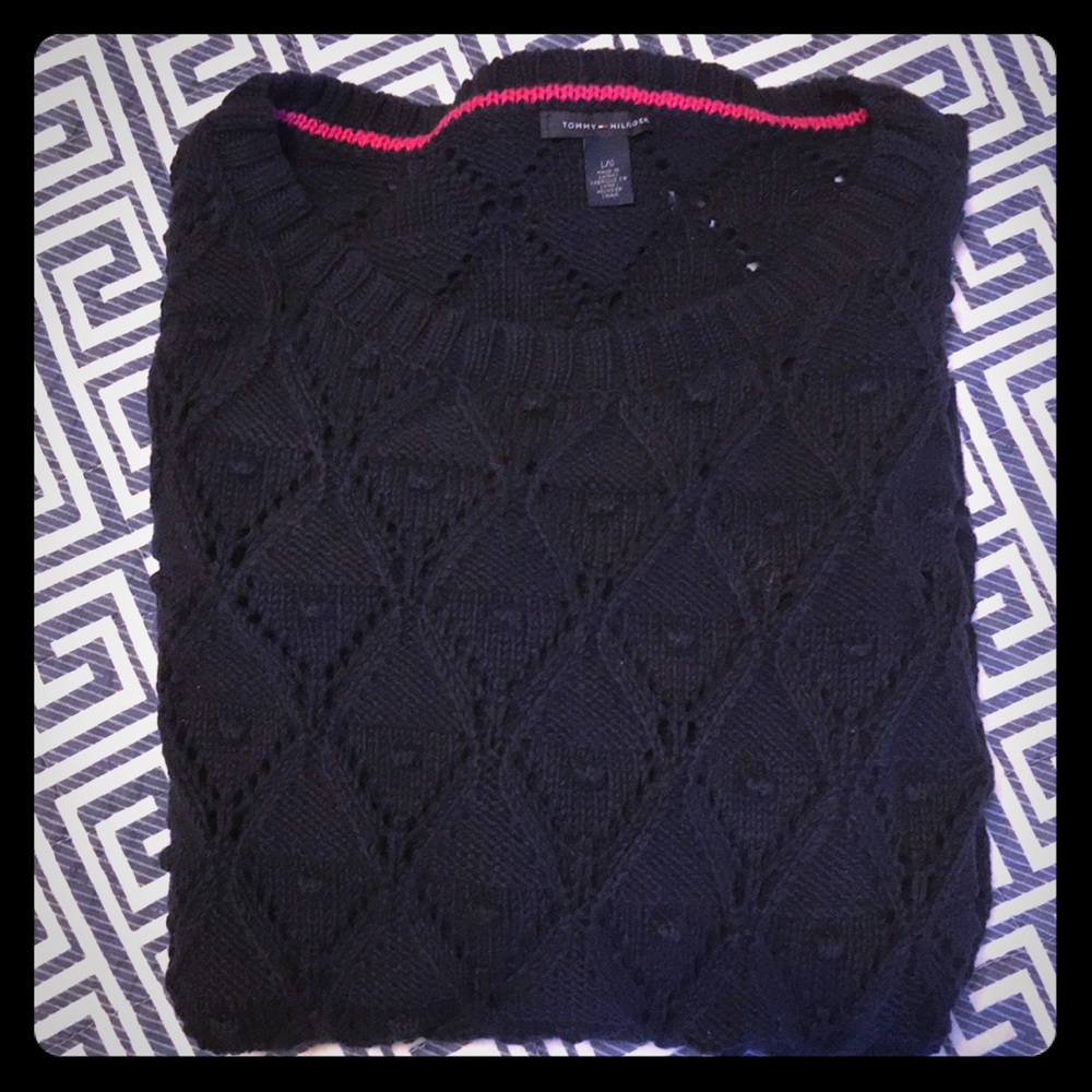 Navy cotton sweater sz L